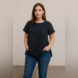 Cotton On Navy with Colorful Pattern Blouse